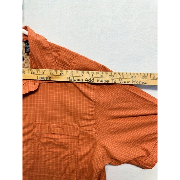 Men’s Van Heusen Burnt Orange Classic Fit Traveler Short Sleeve Button Up Size L - Picture 4 of 8